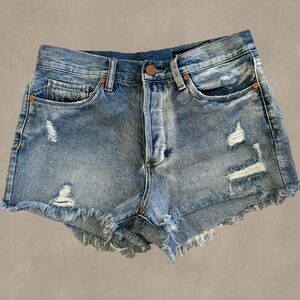 Vintage Distressed Denim Shorts | Size 28 Micro Mini Denim